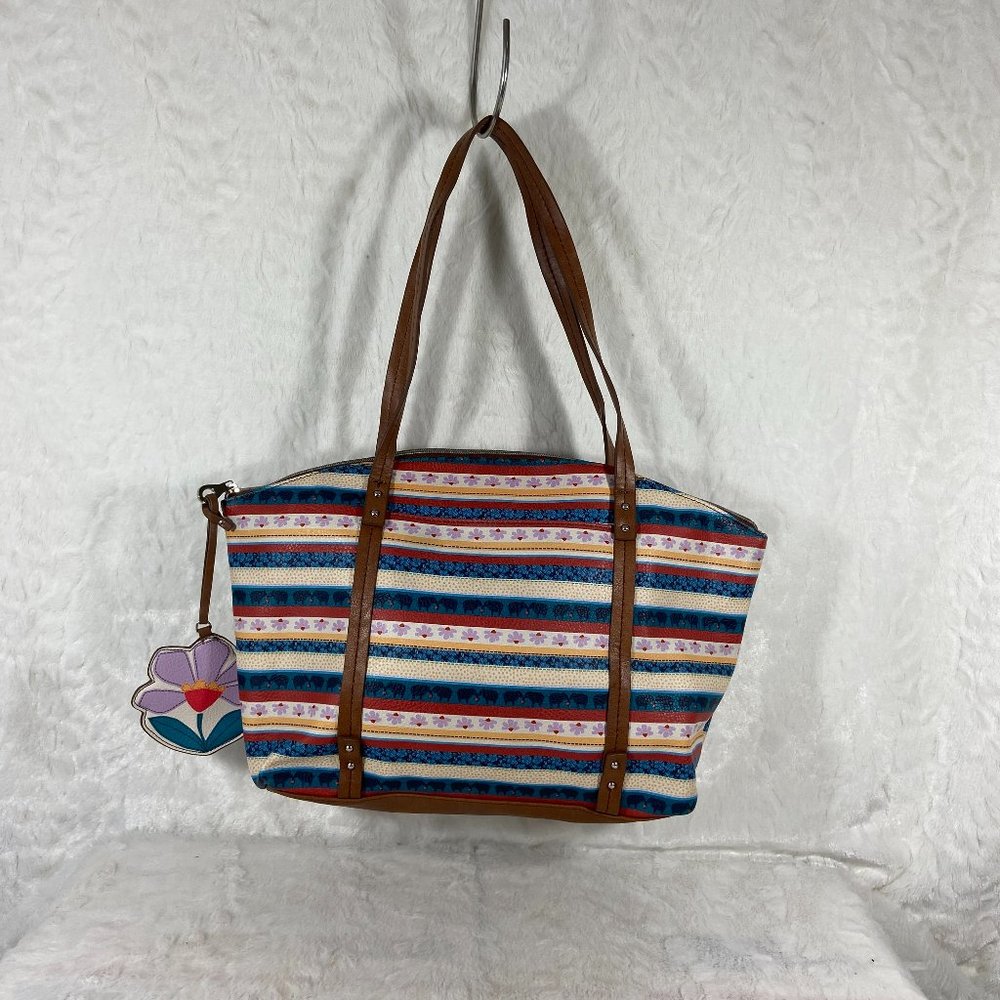 Vintage Relic Purse Handbag Striped floral Multicolored Elephant Festival